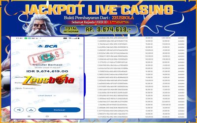 Bukti Kemenangan Member Setia Kami L***ANA**06 Sebesar Rp 9.674.619 di Permainan Live casino