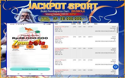 Bukti Kemenangan Member Setia Kami ZO**6* Sebesar Rp 28.000.000 di Permainan CMD Sports